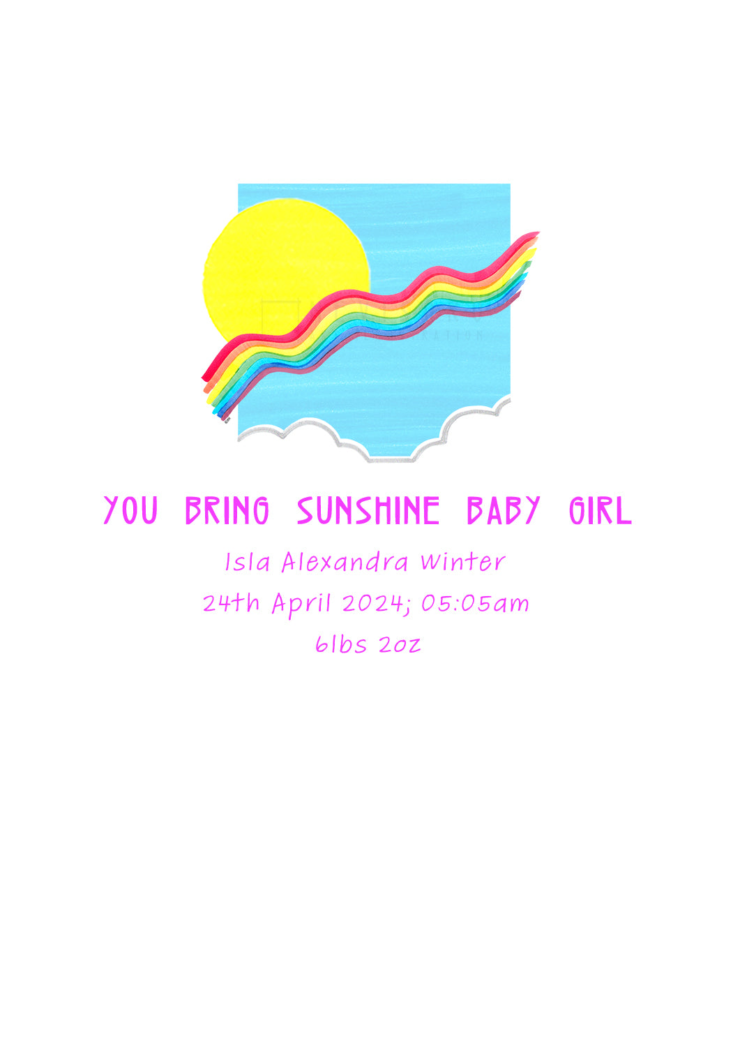 Art print: You Bring Sunshine, Baby Girl